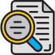 Icône d'un loupe inspectant un document